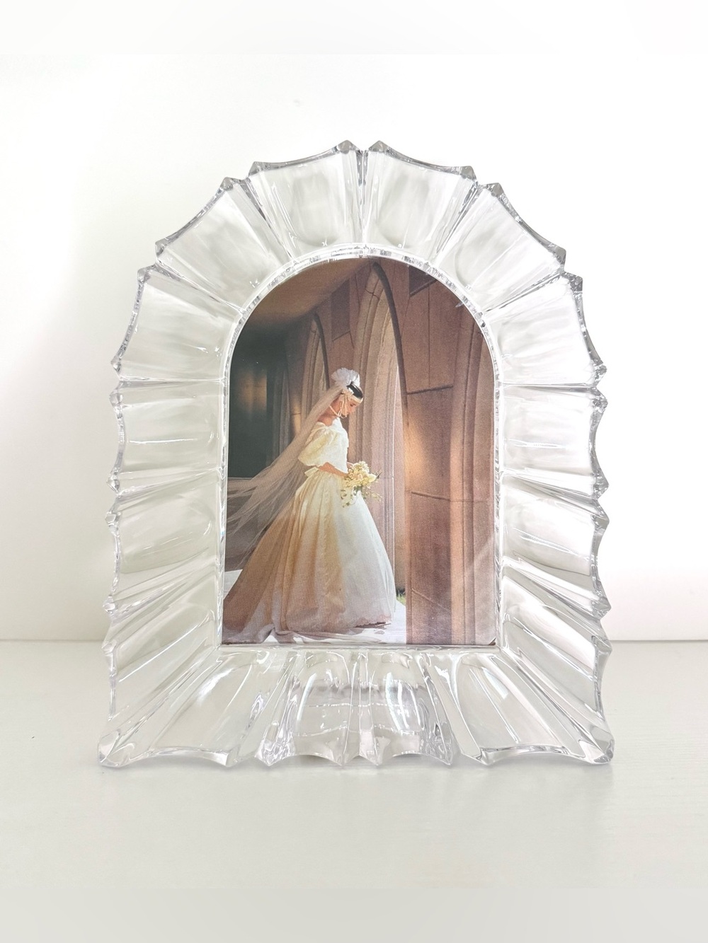 Vintage Mikasa Monarch Crystal Picture Frame / Arched Cathedral Glass Photo Fram